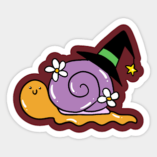 Cute Halloween Happy Witch Snail Sticker